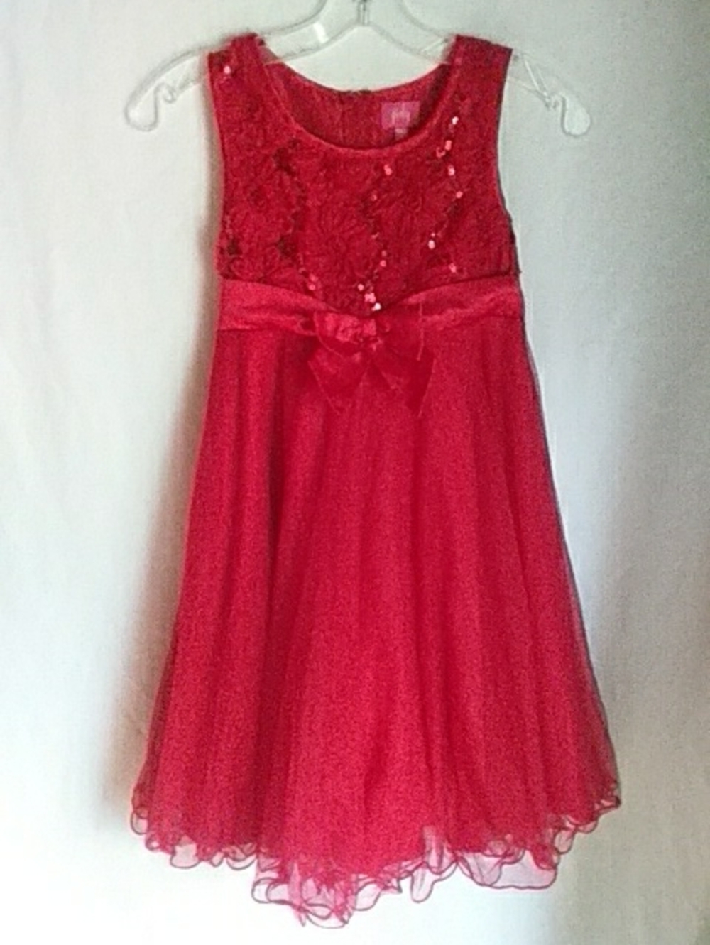 Pinky Red Sequin Lace Tulle Party Dress